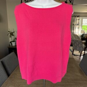 Banana Republic Hot Pink Sleeveless Cotton Knit Boat Neck Top XL NWT